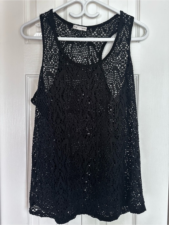 Warehouse One Tops - Black Lace Racerback Tank Top - warehouse one #11